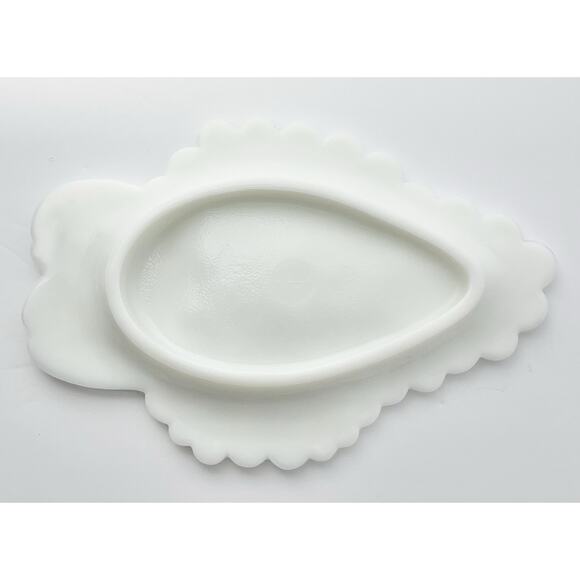 Imperial Glass “Grape” Milk Glass Grape Cluster Shaped Dish Tray 10 1/4” Marked